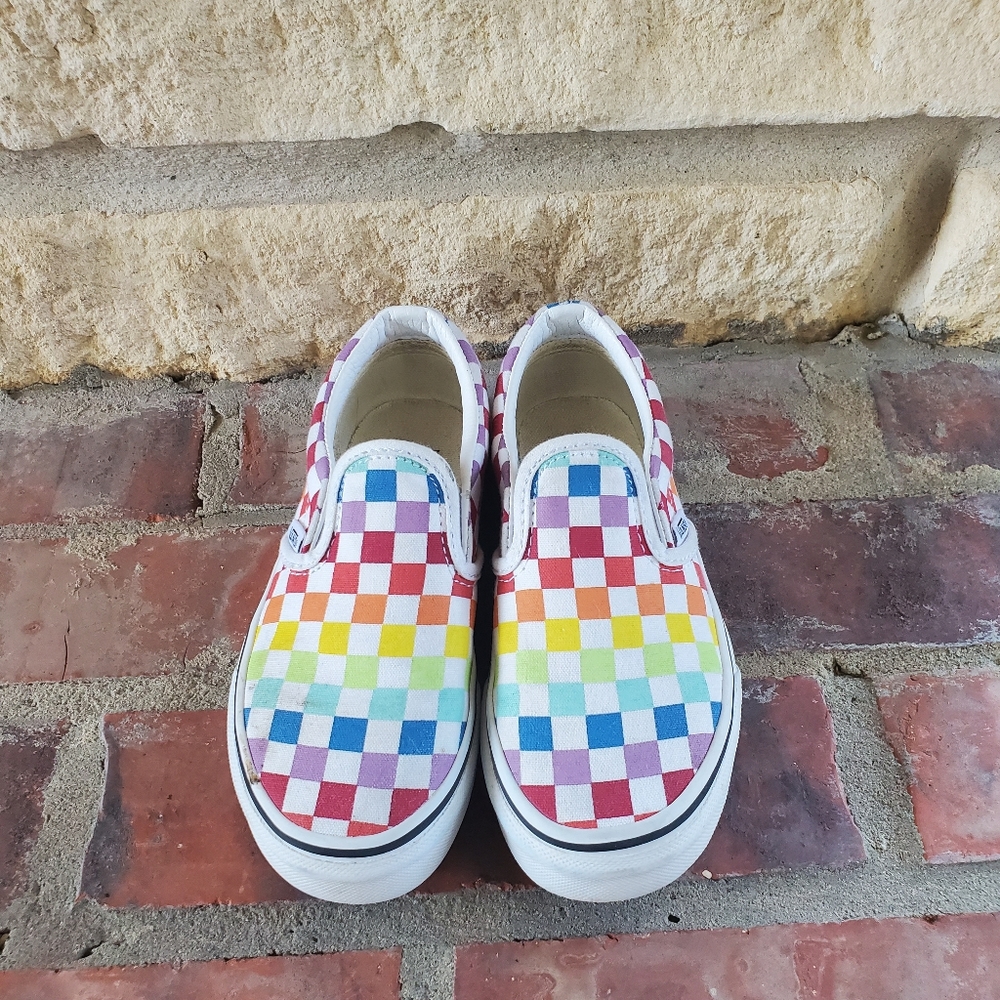Vans Rainbow Checkered Slip On Little Kids size 13
